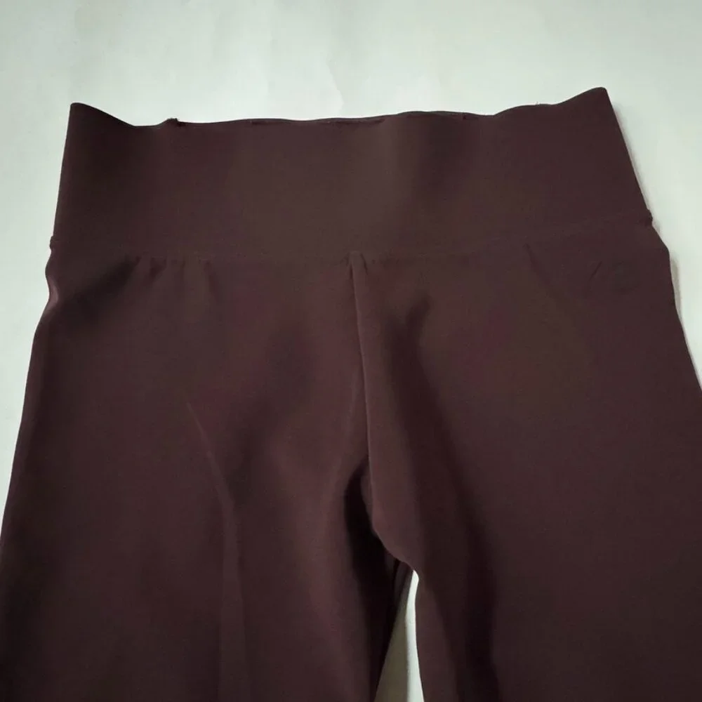 Y-3 Womens M Full Length Leggings Adidas Burgundy Wine Yohji Yamamoto Athletic - Picture 7 of 9